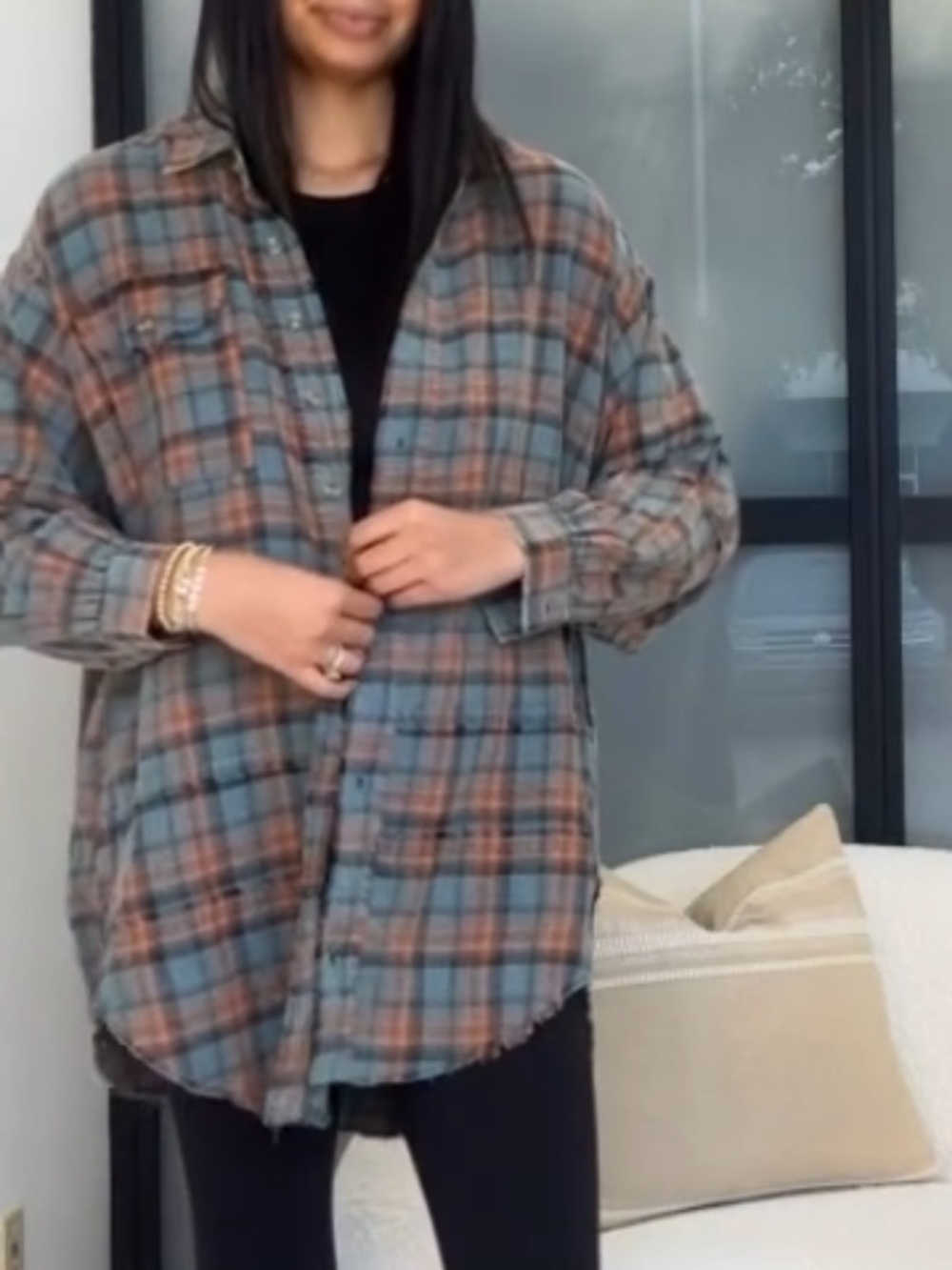 Shop Talulah Vintage Teal Womens Plaid Oversized Flannel Tunic
